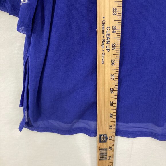 Susan Graver size 3X Blue Violet White Floral Embroidered Feminine Stretch Top - Picture 5 of 9